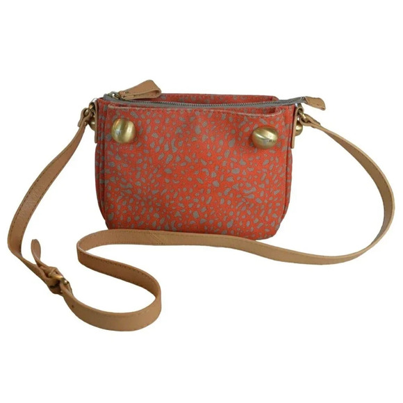 Anthorpologie Pilcro & The Letterpress Orange Beige Gray Crossbody Bag Buckle St - Picture 1 of 11